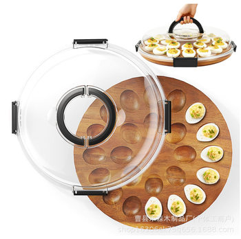 Cross-Border Wooden Egg Tray Home Breakfast Egg Storage Tray Round Refrigerator Egg Fixed Storage Rack Egg Tray