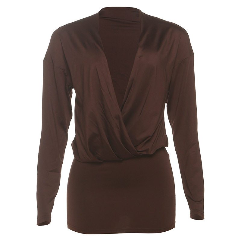 Sexy Bodycon Dress Deep V Neck Long Sleeve Versatile Style Autumn Fashion for Parties Wholesale Available