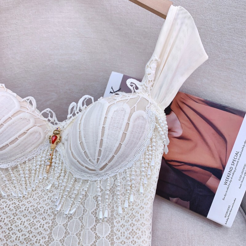 Đầm dây ôm body phối ren gợi cảm dáng cá tính — Màu trắng kiểu ngắn, Màu trắng dáng dài