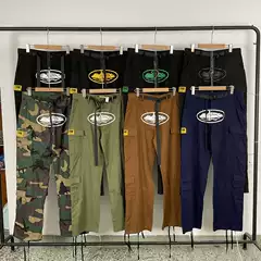 Alcatraz Cruise Ship Print American Style Trendy Unisex Loose Multi-Pocket Cargo Pants Straight Leg Pants