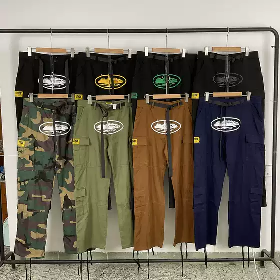 Alcatraz Cruise Ship Print American Style Trendy Unisex Loose Multi-Pocket Cargo Pants Straight Leg Pants