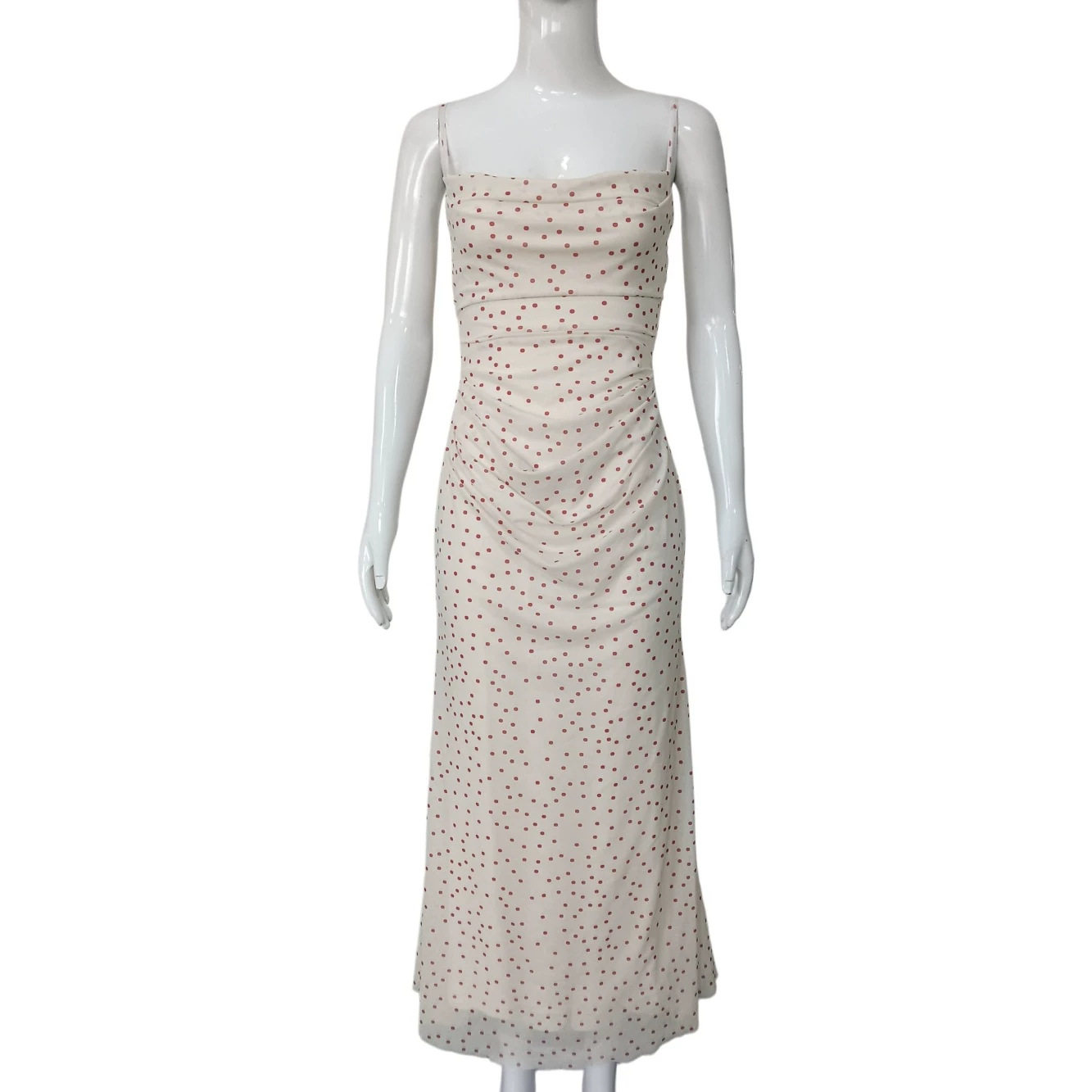 French Style Polka Dot Slip Dress Sleeveless Bodycon Fit Elegant Neckline Summer Vacation Wear Wholesale Available