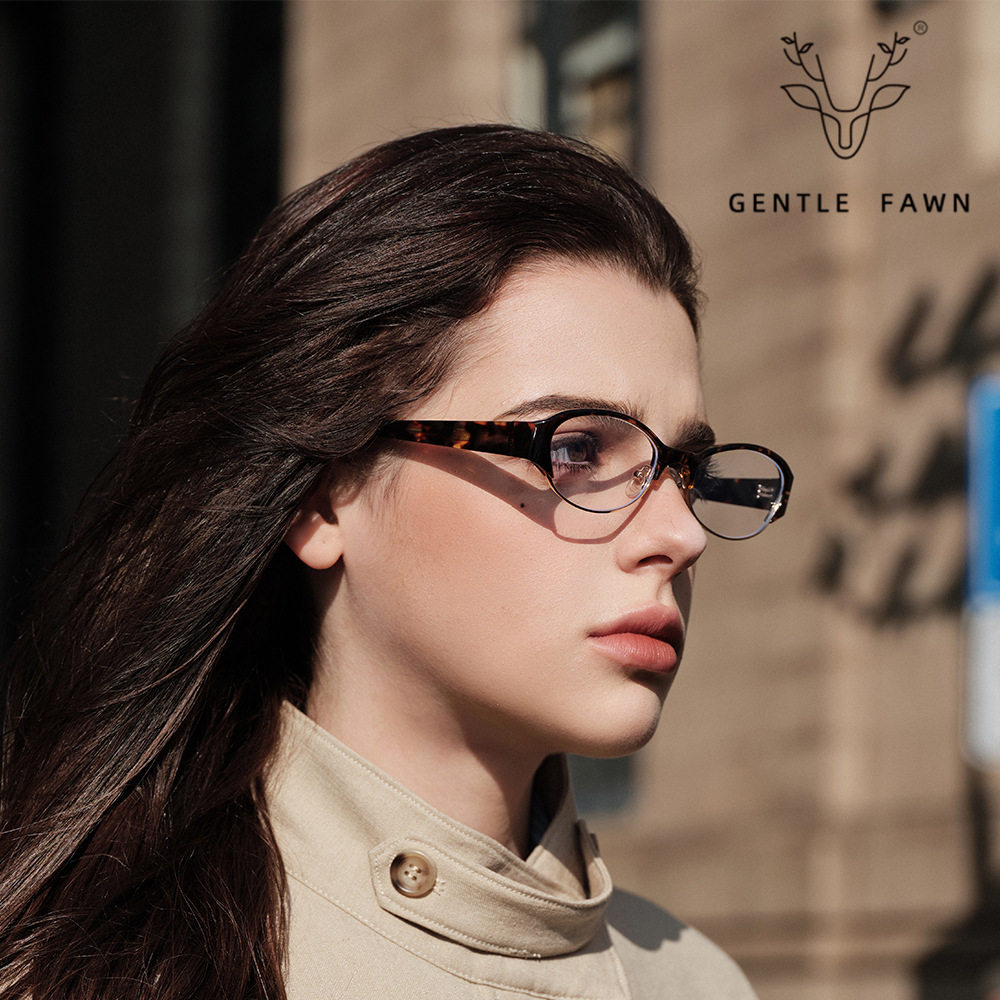 K9200 New Retro Cat Eye Women's Flat Mirror Tr90 Frame Plate Leg Anti-Blue Light Plain Eyebrow Glasses Frame for Men