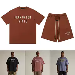 FOG High Street ESSENTIALS New Arrival Letter Print Men's and Women's Loose Short-sleeved T-shirt Casual Shorts suit