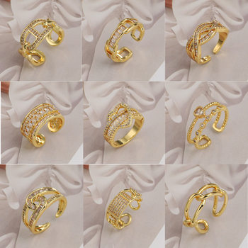 Cross-Border Full Diamond Zircon Open Ring Light Luxury High-End Personalized Exquisite Ring Adjustable Ring Wholesale for Men and Women