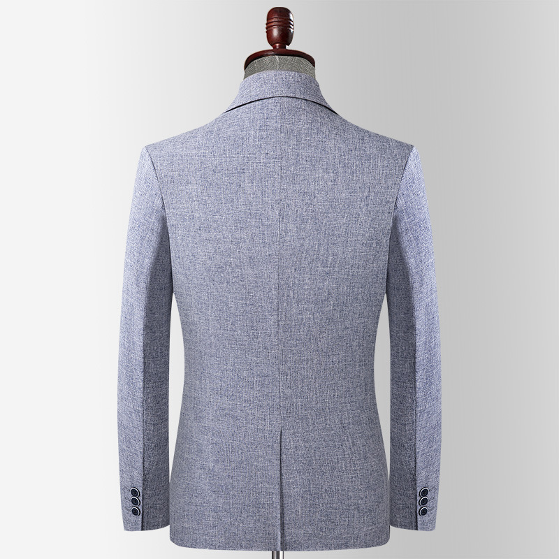Áo blazer nam vải lanh pha cotton dáng ôm xẻ tà sau — Xanh xám nhạt, Màu xám nhạt