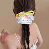 Korean Kt Cat Bow Scrunchie Hair Tie Refreshing Blue Striped Large Hair Ring Bun Hair Band