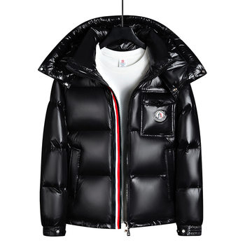 Winter New Couple Rainbow Short down Jacket Versatile Warm Windproof Fashion Trendy White Duck down Coat for Men