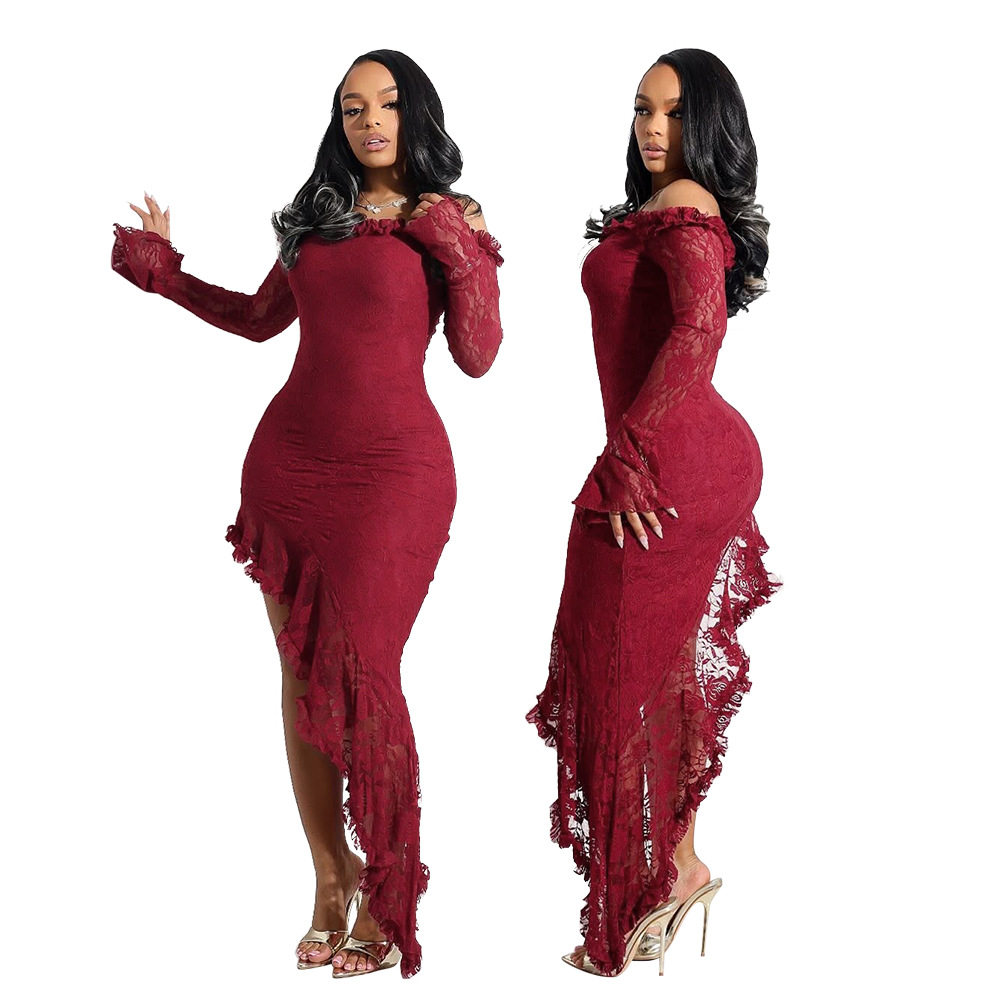 CY901820款欧美亚马逊外贸新款 抹胸类似不规则连衣裙纯色长裙女