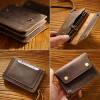 Cross-border first layer cowhide simple card holder handmade leather short wallet vintage Crazy Horse leather zipper wallet storage bag