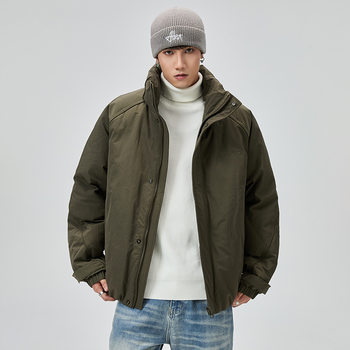 Winter New Outdoor Duck down Jacket Men's Stand Collar Windproof Thickened Warm Coat Trendy Brand Loose Workwear Men's Clothing