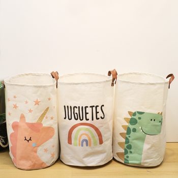 Cartoon cute storage laundry basket with portable foldable clothing quilt blanket storage bucket factory wholesale