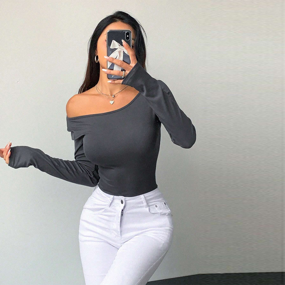 Womens Sexy Slim Fit T Shirt Open Back Design Stylish Comfortable Fabric Autumn Winter Wear Wholesale Available