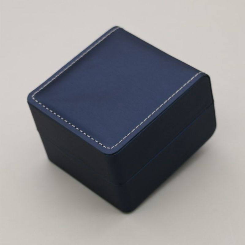 In-Stock Rain Silk Pattern Pu Leather Rounded Corner Watch Box Gift Box Stitched Watch Case Flip Cover Watch Display Storage Packaging Box