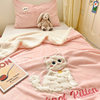 Category a Ins Cartoon Patch Embroidered Cat Milk Plush Blanket Office Sofa Cashmere Kidsren's Air Conditioning Blanket