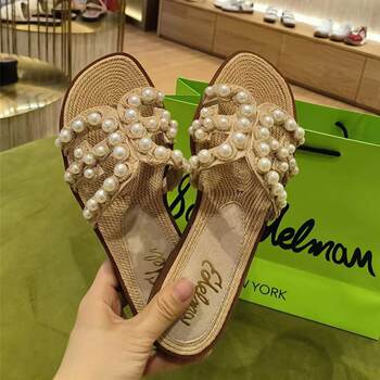 (in Stock) Lu Shuxin's New Summer Versatile Slippers Flats-Soled Women's Outer Wear High-Bottom Sandals