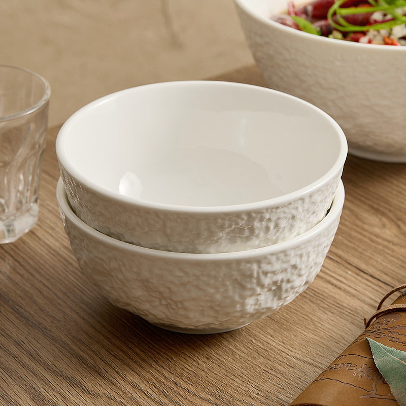 Rock Pattern Rice Bowl Household Ceramic Soup Bowl Noodle Bowl High-End Crayfish Boiled Fish Pickled Fish Bowl Salad Bowl