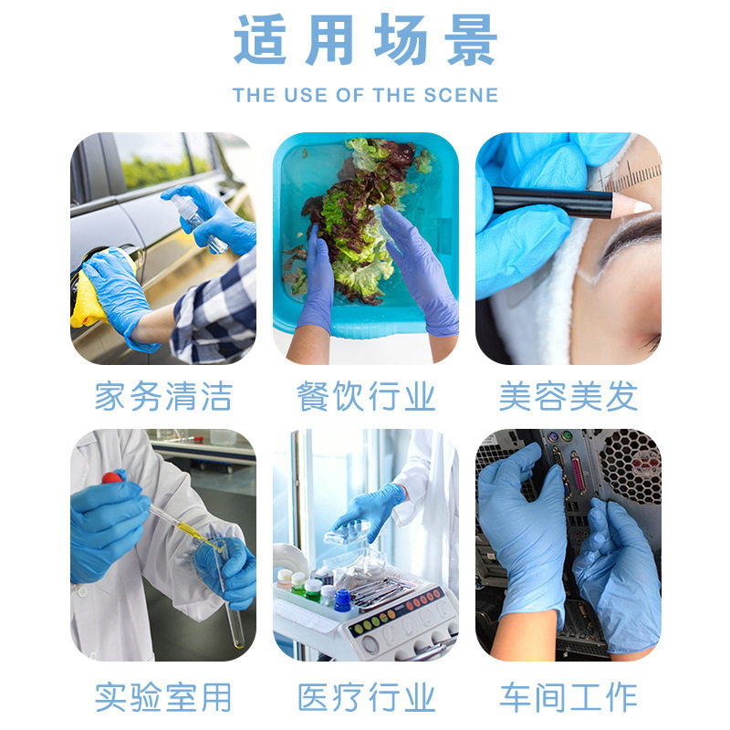 Sailit DN6115 disposable blue nitrile gloves smooth powder-free touch screen light laboratory catering