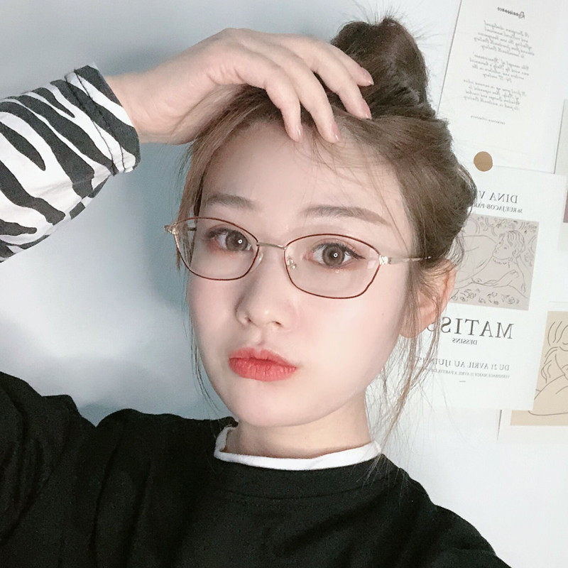 Elegant Women's Glasses Frame Anti-blue Light Presbyopic Glasses Red Metal Frame Myopia Glasses Finished Women's