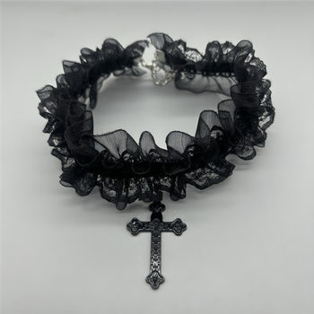 Simple Y2K Cross Lace Collar Sweet Cool Personality Niche Spice Choker Necklace Accessories Gothic Neck Ring