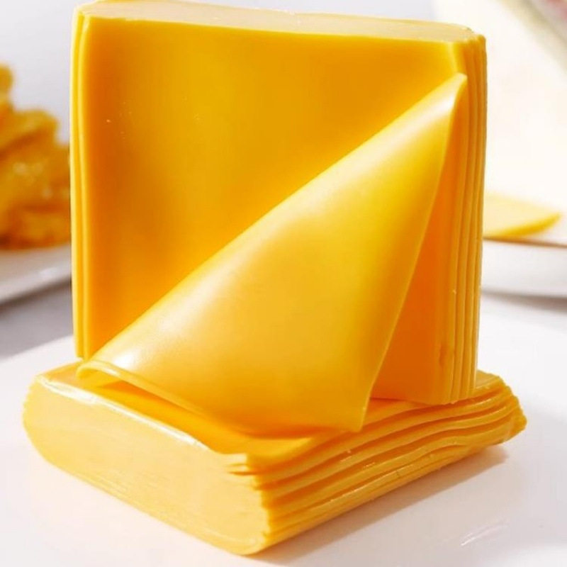 Yellow Cheddar Cheese Slices 460g Cheese Slices Breakfast Burger Sandwich Cheese 40 Slices Wholesale