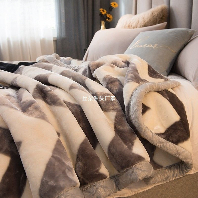 Raschel Blanket Bed Sheetss Plus Velvet Thickeneded Blanket Dormitory Single Warm Double-Sided Velvet Coral Velvet Nap Blanket