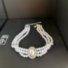 Pearl Necklace French Retro Multi-layer Pearl Necklace Oval Flash Diamond Clavicle Chain Necklace Hepburn Style Jewelry for Women