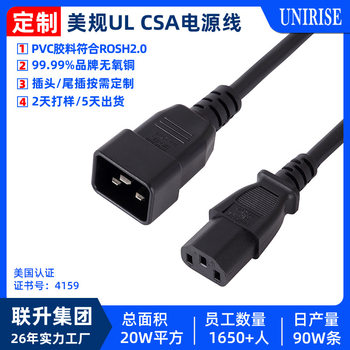 Customized AC Power Cord Three-Core American Standard Power Cord Electrical Connector Three-Core American Standard Product End Power Cord