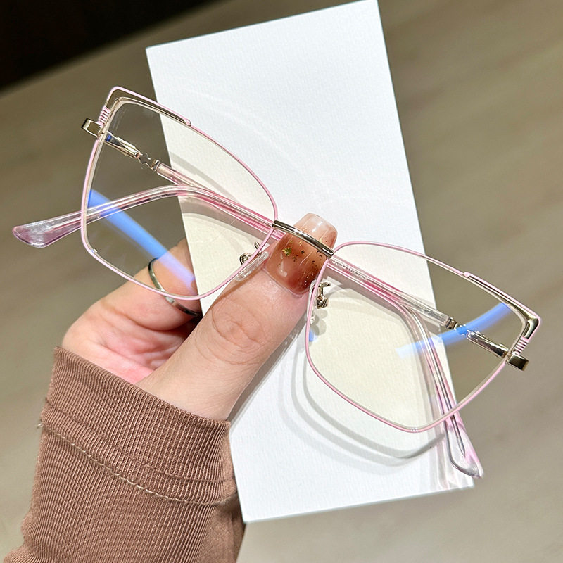 2025 New Men's and Women's Easiest for Match Glasses Metal Glasses Frame Internet Celebrity No-Makeup Face Shaping Decorative Flat Glasses Myopia Glasses