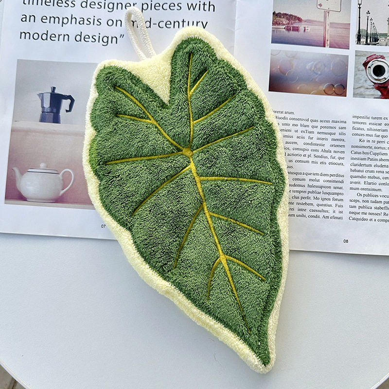 Cross-Border Supply New Product Coral Velvet Leaf Hand Towel Cute Rag Handkerchief Absorbent Thickened Gift Towel Handkerchief