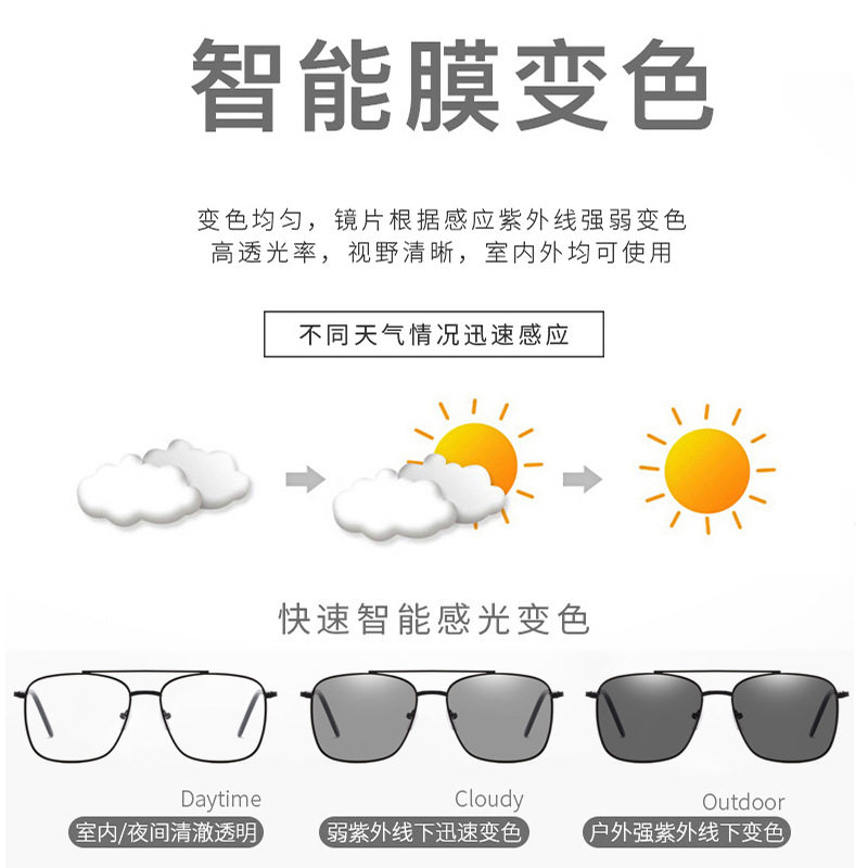 Fashion new anti-blue light glasses women retro metal double beam glasses frame men's color change flat glasses cross-border wholesale