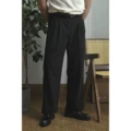 Nine-point hotline double pleated trousers black