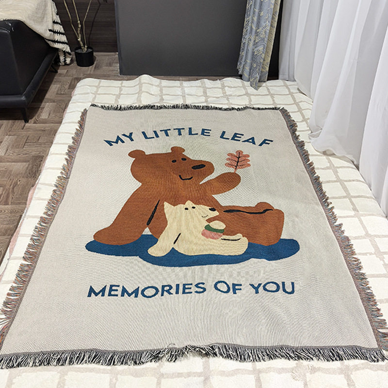 Cartoon bear blanket sofa blanket sofa towel nap blanket cute bear single chair blanket cotton blanket