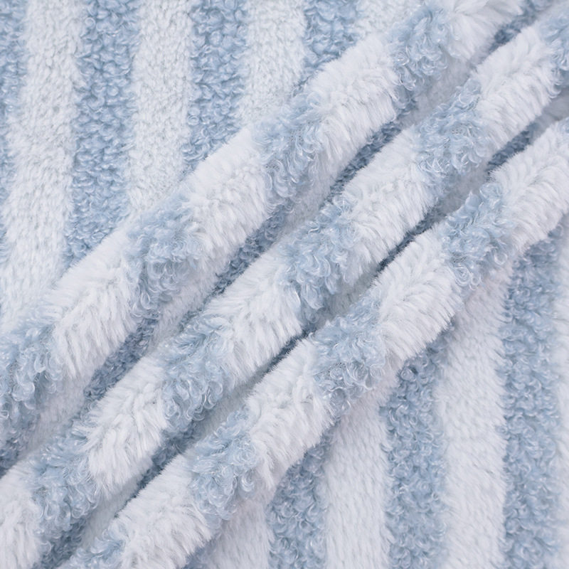 in stock two-color striped moon velvet small rabbit fur teddy velvet interwoven vertical strip lamb velvet pet dog kennel shoe material