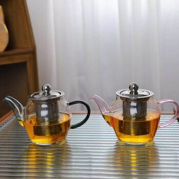 Colorful Handle Stainless Steel Tea Strainer Side Handle Teapot High Borosilicate Glass Simple Thickened Electric Ceramic Stove Heating Teapot