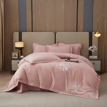 High-grade Embroidered Cotton Four-piece Set Thickened Sanding Wide-brimmed Embroidered Cotton Quilt Cover Bed Sheet Four-piece Set Autumn and Winter Bedding
