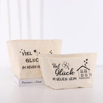 Cross-Border Double-Layer Canvas Storage Basket Dormitory Desktop Item Organizer Miscellaneous Basket Foldable Makeup Bread Storage Bag