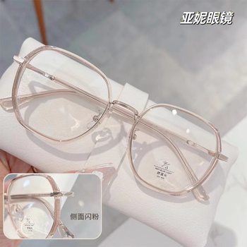 M2857 Multi-side Plain-shaped Glasses Frame Korean Women's Available Proximity Mirror Trendy Glitter Anti-blue Little Red Book Explosions