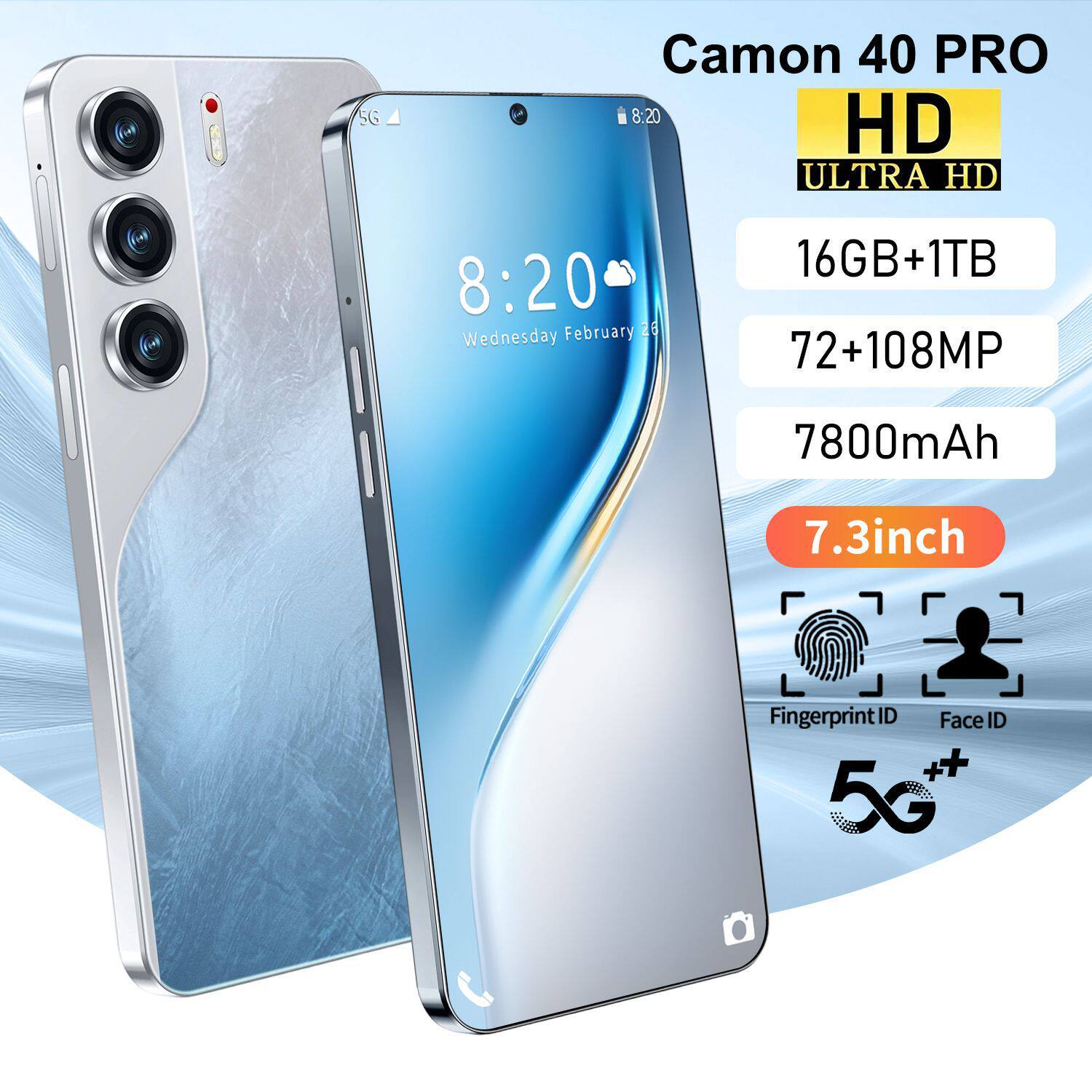 TK hot cross-border mobile phone Camon40 Pro 7.3-inch HD inc...