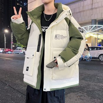 Hooded Workwear down Jacket 2024 Winter New Style Duck down Warm Lightweight Thickened Coat for Teenagers