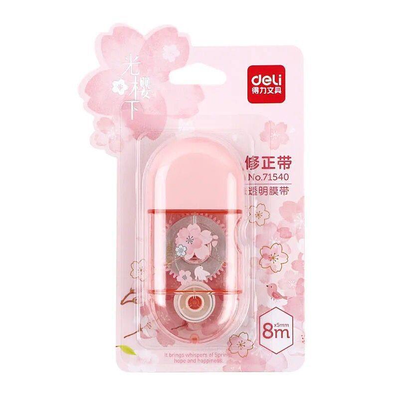 Deli Cherry Blossom Correction Tape Cute Portable Small Fresh Correction Tape Large Capacity Correction Tape for Students 71540
