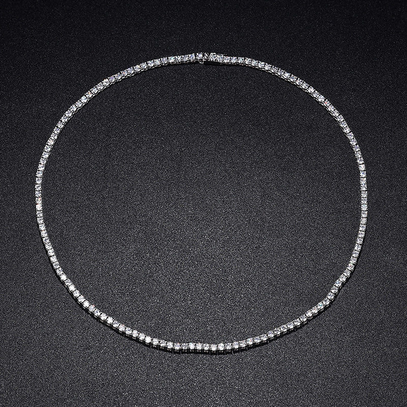 2.5mm 6-Point Moissanite Necklace for Women, 925 Silver, Full of Diamonds, Light Luxury, Versatile, Niche Style, Elegant Autumn and Winter Clavicle Chain