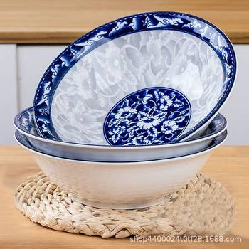 Underglaze color 6/7/8 inch bucket bowl blue and white ceramic household noodle bowl rice bowl Chinese style can enter microwave oven