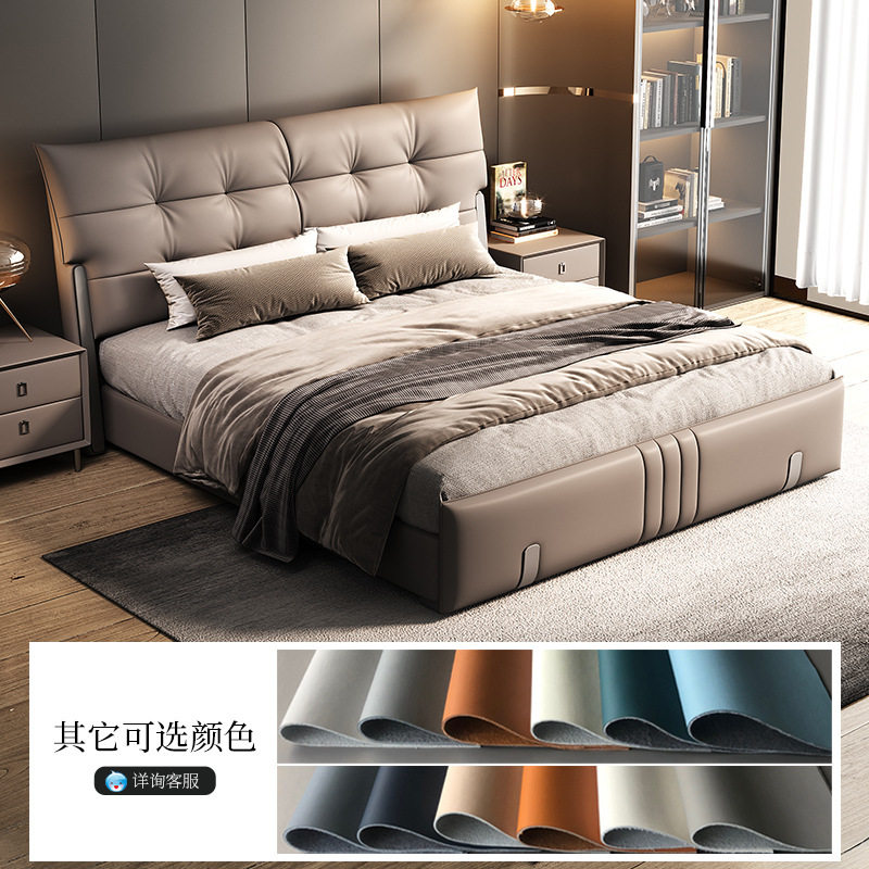 新款现代轻奢床主卧双人床米储物简约软包靠背大气婚床