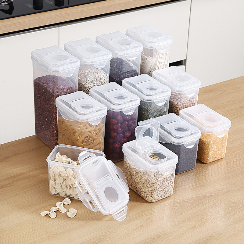 Kitchen Storage Sealed Tank Moisture-proof Grain Tank Transparent Refrigerator Finishing Green Soybean Storage Box Home Gift