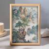 Chinese Style Ink Painting Desktop Ornaments Wooden Photo Frame Freehand Landscape Decoration Gift