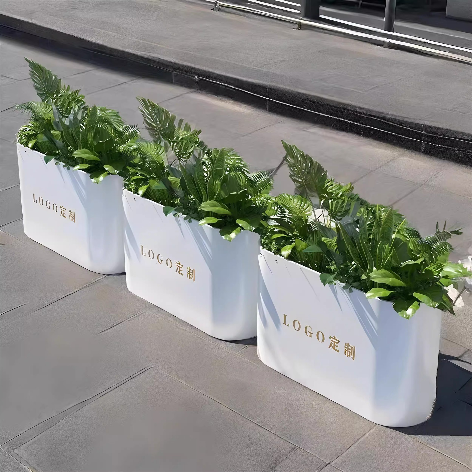 Outdoor Wrought Iron Flower Box Fence Outdoor Display Commercial Street Stainless Steel Flower Trough Rectangular Sales Department Square Flower Bed