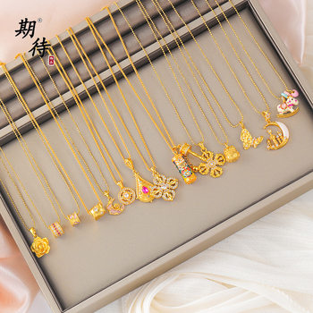 Wholesale Sand Gold Pixiu Vajra Necklace, Long-Lasting Color, Light Luxury, Niche, High-End Clavicle Chain, Gift for Girlfriend