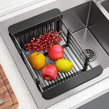 Sink Drain Basket Retractable Sink Kitchen Washing Vegetable Water Filter Basket Household Dish Rack Dish Storage Rack