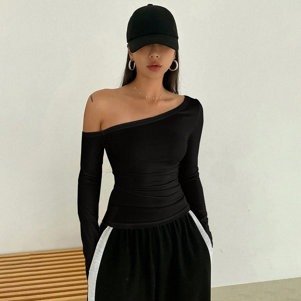 Off Shoulder T Shirt Trendy Design Long Sleeve Spring Summer Style Womens Fashion Top Wholesale Available